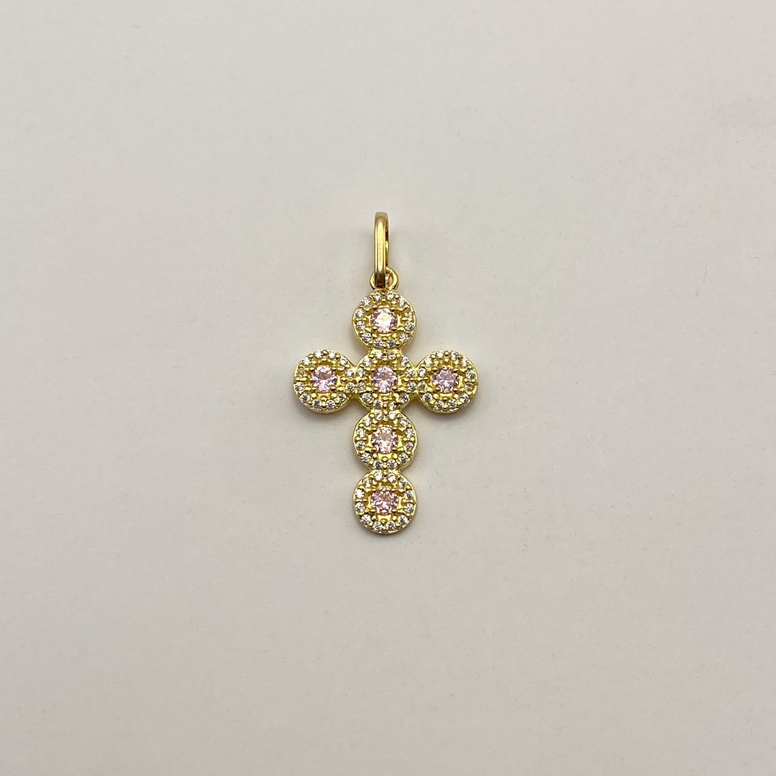 Dije Cruz Circulos Casting Rosa Oro amarillo 18k 2,5 Gr / 17,7 mm / 3 Cm