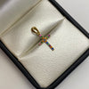 Dije Cruz multicolor Oro amarillo 18k 0,65 Gr / 9,8 mm / 2 Cm