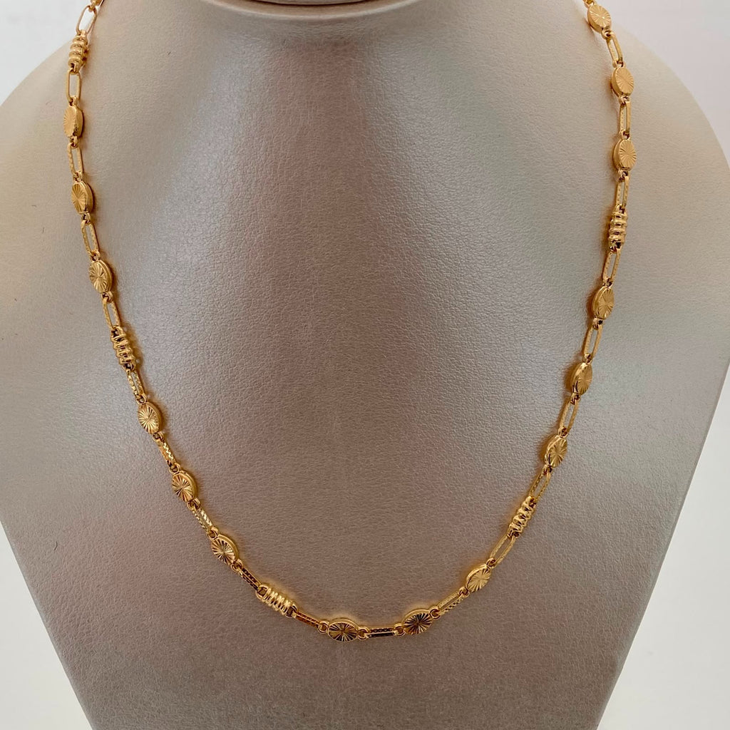 Cadena Rustica Circulo Diamantado Oro amarillo 18k 9,85 Gr / 3,6 mm / 60 Cm