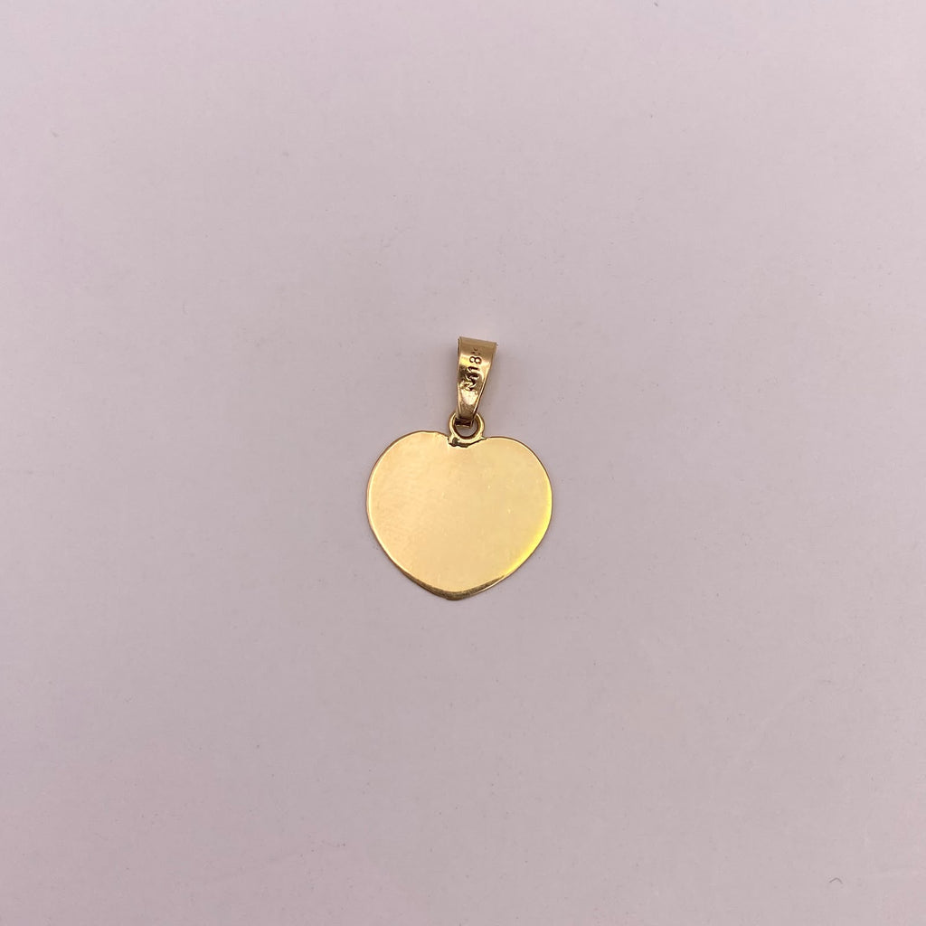 Dije placa fotograbado corazón  Oro amarillo 18k 0,69 Gr / 14,10 mm / 2 Cm
