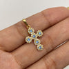 Dije cruz circulos circones azul cieloy blancos Oro amarillo 18k 1,5 Gr / 14,55 mm / 2,5 Cm