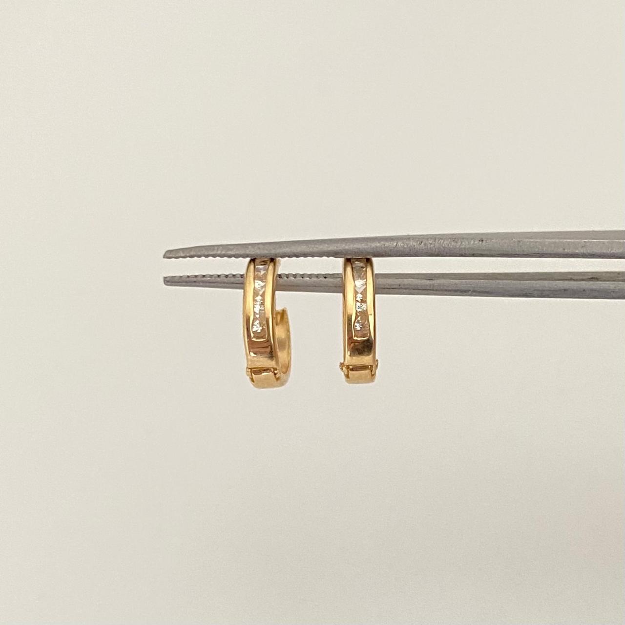 Candonga redonda lisa casting blanco Oro amarillo 18k 0,85 Gr / 1,0 Cm