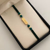 Pulsera tejida Dolar bolas diamantadas 4mm Hilo verde Oro amarillo 18k 0,95 Gr