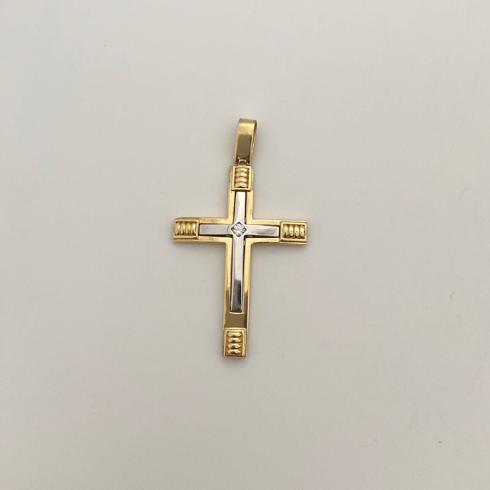Dije It Dije cruz circon blanco Oro amarillo y Oro blanco 18k +4 / 4,0 Gr / 45,1 Cm