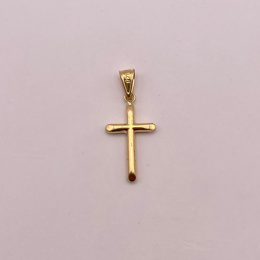 Dije Cruz tubular Oro amarillo 18k 0,65 Gr / 12,9 mm / 3 Cm