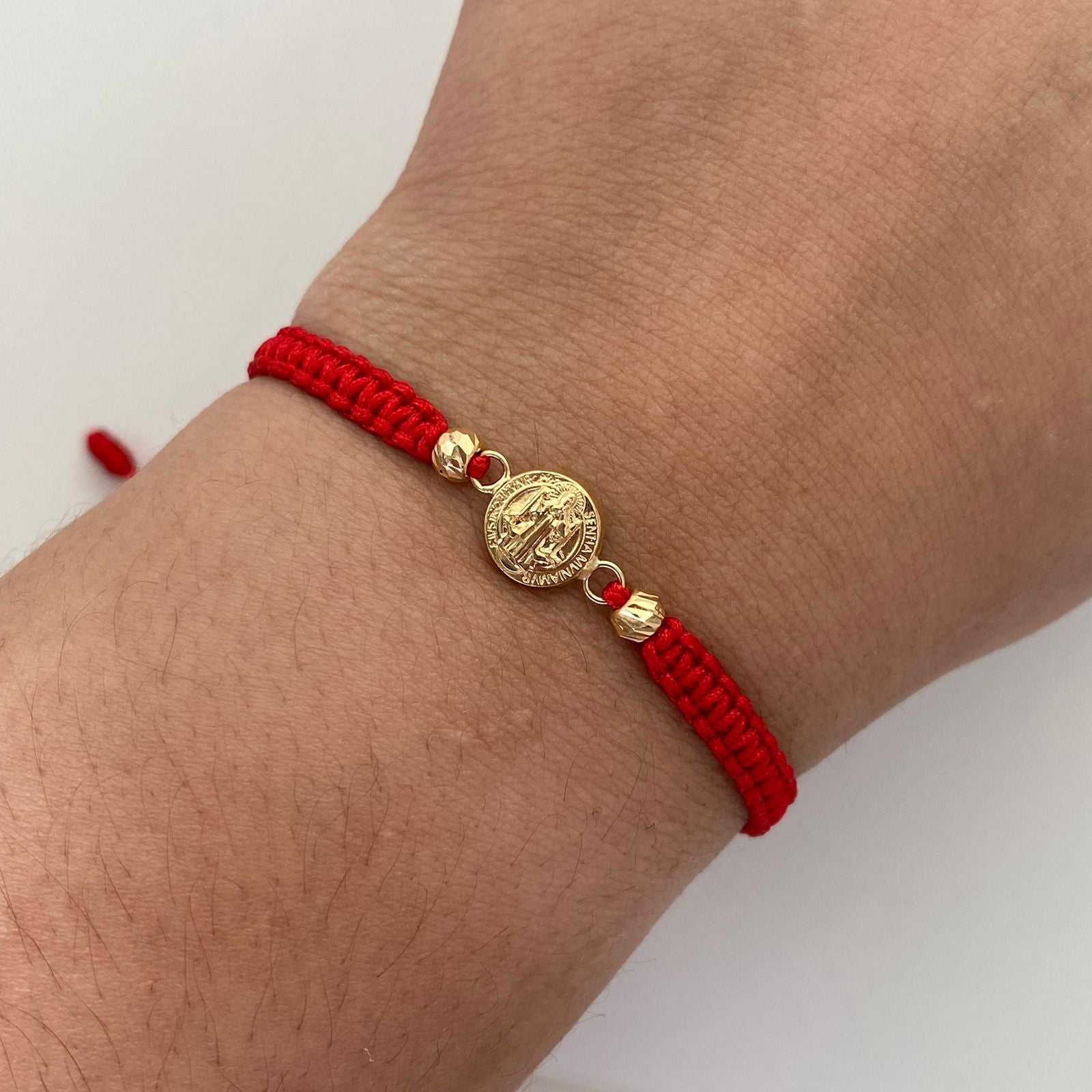 Pulsera tejida Herraje san benito bola diamantada 4mm Oro amarillo 18k 0,5 Gr