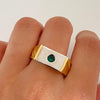 Anillo rectangulo circon verde lateral casting Oro amarillo 18k / Talla 11 1/2 / 6,25 Gr