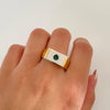 Anillo rectangulo circon verde lateral casting Oro amarillo 18k / Talla 13 1/2 / 6,2 Gr