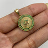 Dije Corona rx circones verdes Oro amarillo 18k 3,25 Gr / 18,4 mm / 2,5 Cm