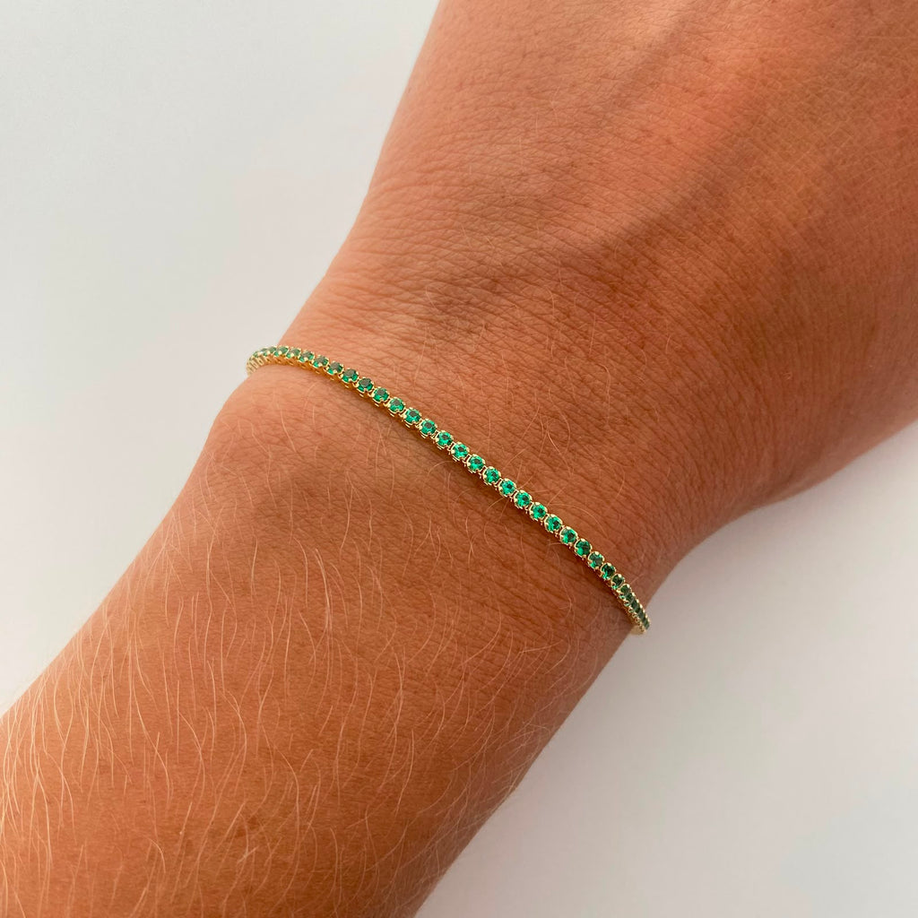 Pulso It Tennis Verde Oro amarillo 18k +6 / 1,75 Gr / 1,6 mm / 18 Cm