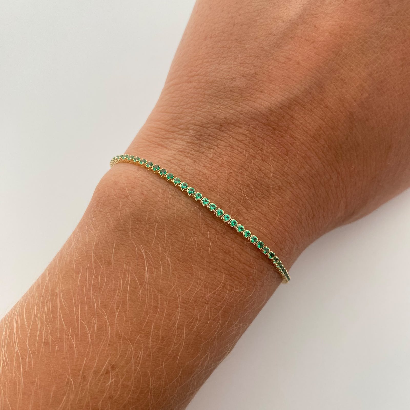 Pulso It Tennis Verde Oro amarillo 18k +6 / 1,75 Gr / 1,6 mm / 18 Cm