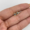 Topos gota circones blancos y azul rey Oro amarillo 18k 0,7 Gr / 4,53 mm