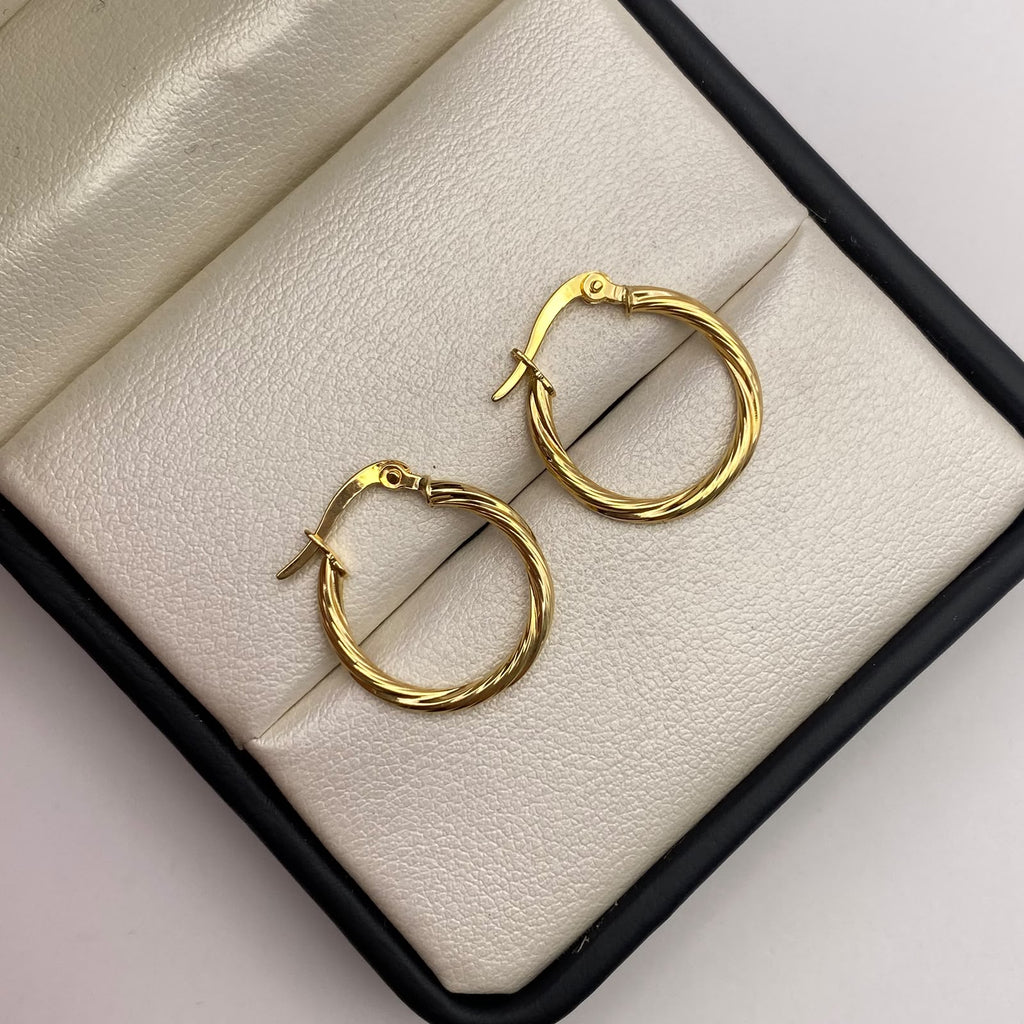Candonga entorchada diamantada Oro amarillo 18k 1,19 Gr / 2 Cm