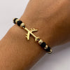 Pulsera tejida Herraje avion bolas diamantadas 5 y 6mm Oro amarillo 18k 2,87 Gr