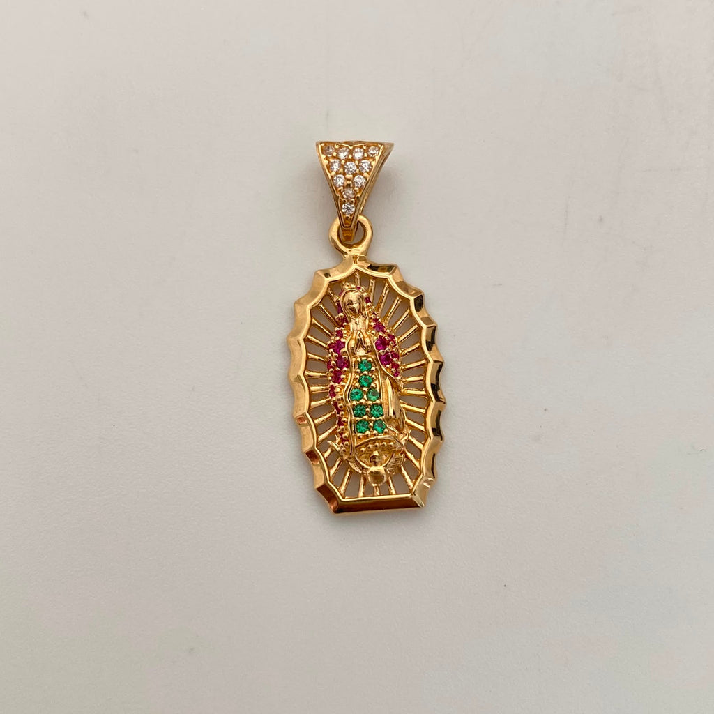 Dije Virgen de Guadalupe Casting Oro amarillo 18k 2,9 Gr / 12,9 mm / 3 Cm