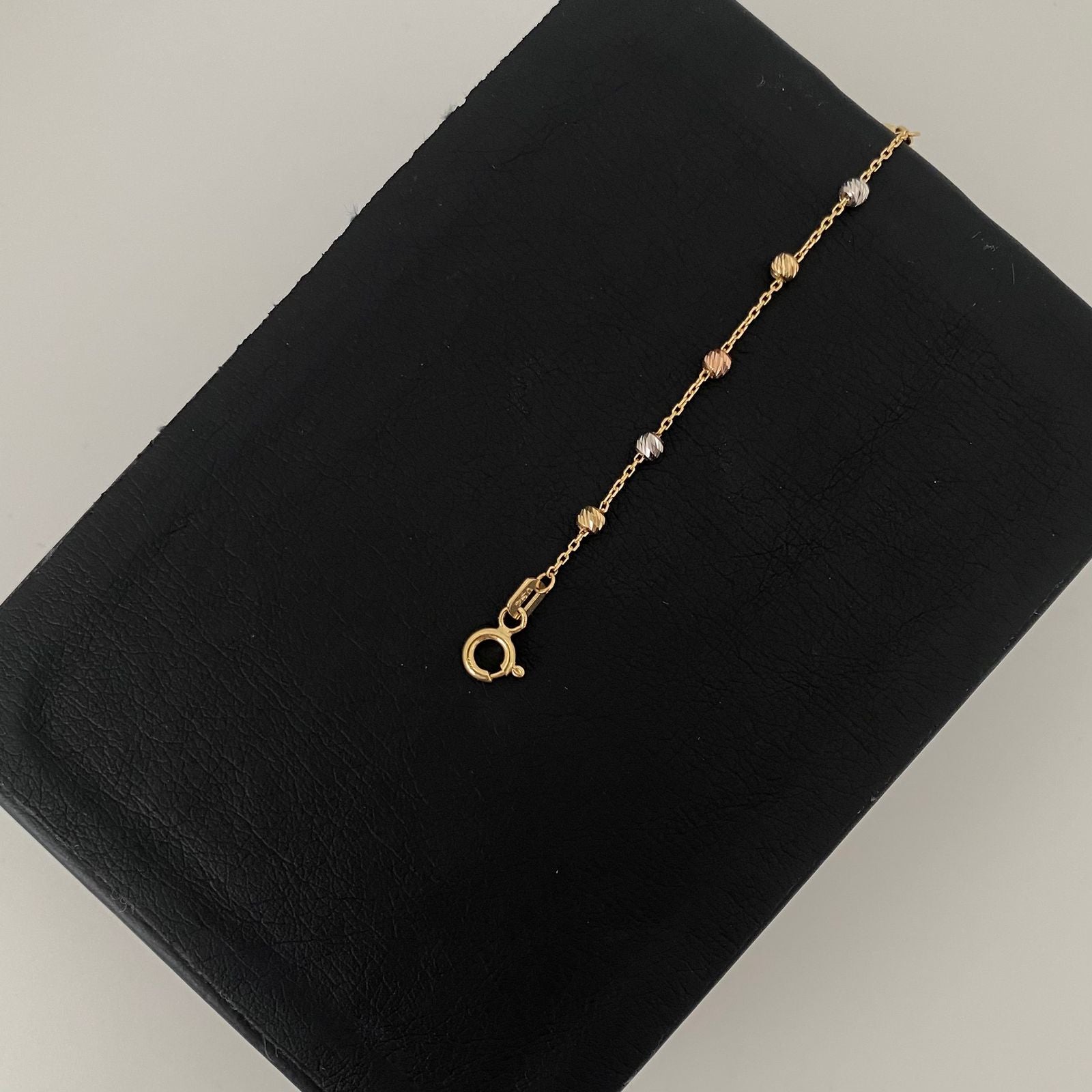 Pulso It denario virgen milagrosa balines diamantados Oro amarillo y Oro blanco 18k +4 / 1,60 Gr / 2,6 mm / 19 Cm