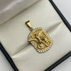 Dije San miguel arcangel placa circones blancos Oro amarillo 18k 8,15 Gr / 19,3 mm / 3,1 Cm