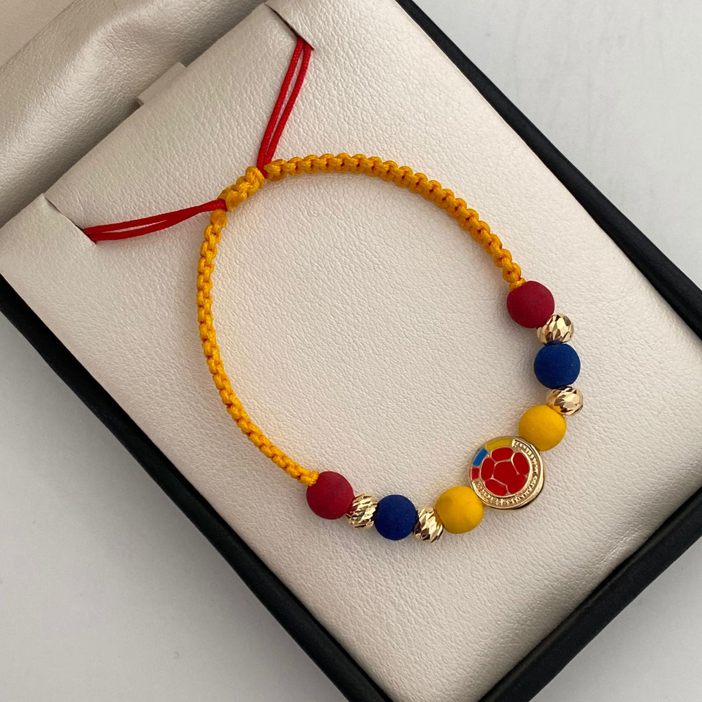 Pulsera tejida Herraje Balon bolas diamantadas 5mm Tricolor Oro amarillo 18k 1 Gr