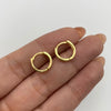 Candonga Tipo huggies doble fila circones blanco Oro amarillo 18k 1,7 Gr / 1,1 Cm