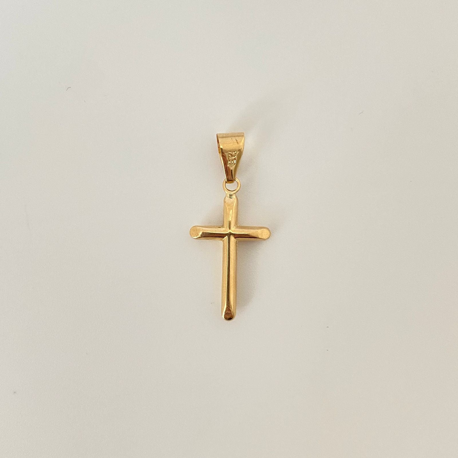 Dije cruz lisa troquel Oro amarillo 18k 0,65 Gr / 3,0 Cm
