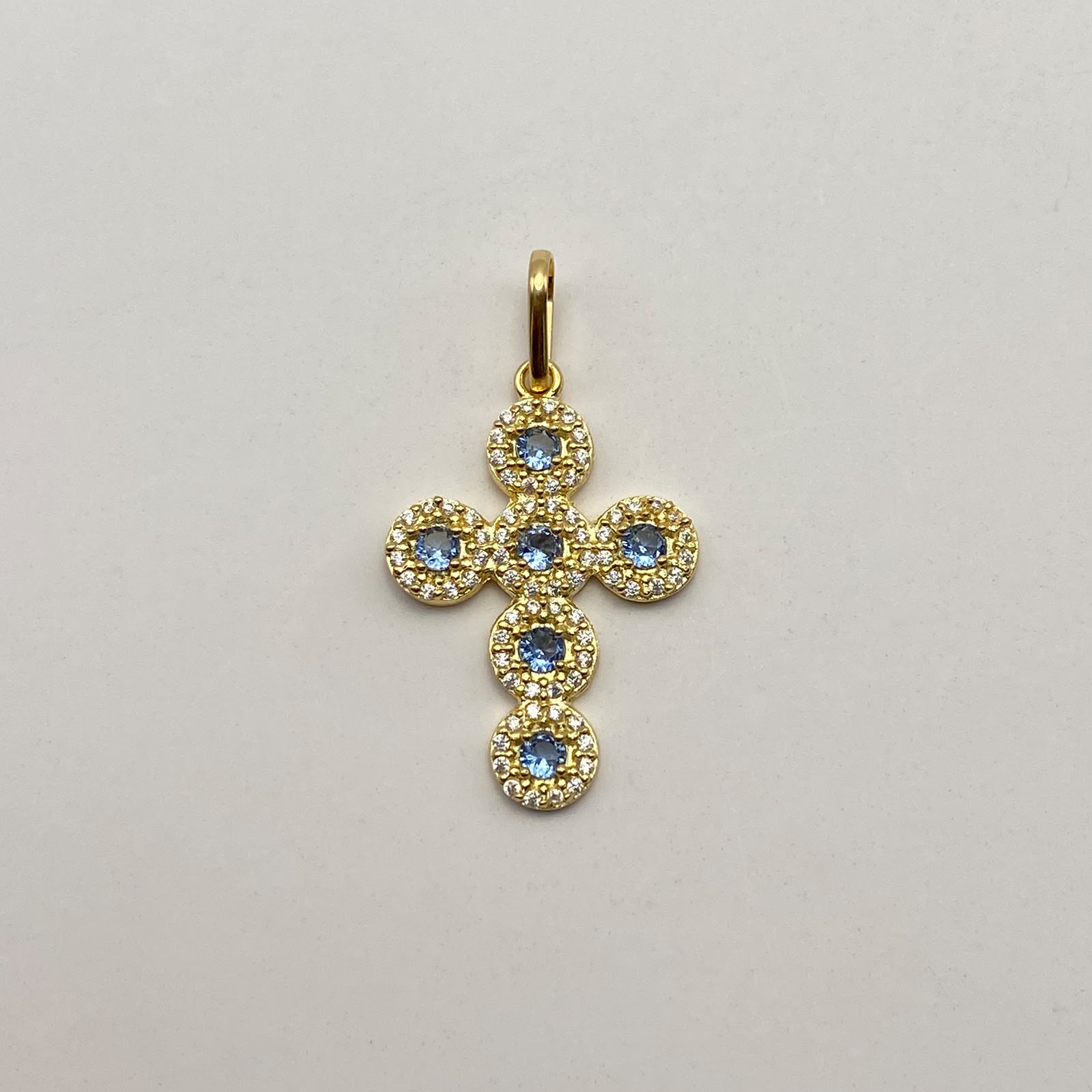 Dije Circulo circones azul pastel Oro amarillo 18k 2,4 Gr / 17,3 mm / 3,2 Cm