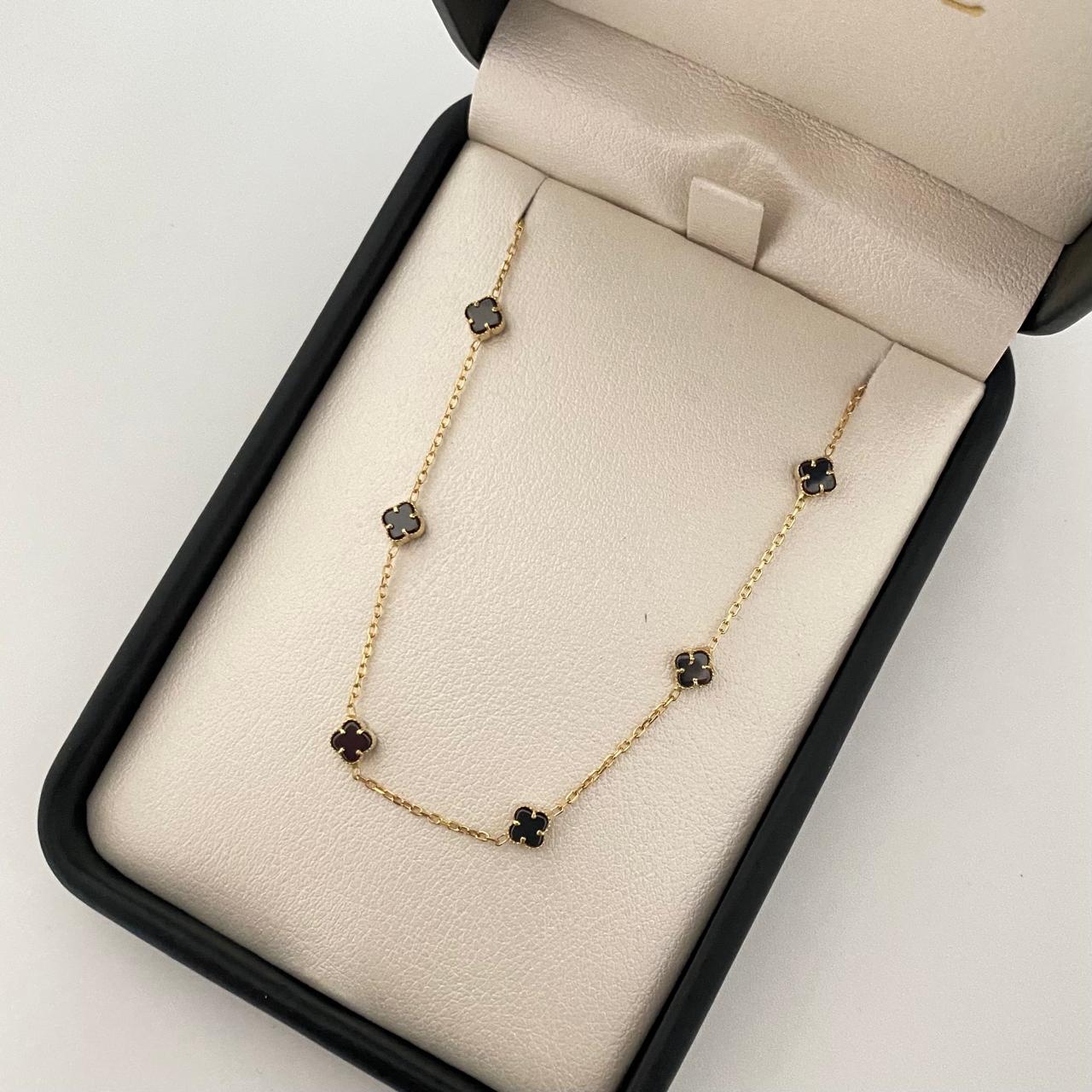 Cadena It trebol fondo negro Oro amarillo 18k +4 / 5,3 Gr / 4,5 mm / 45 Cm