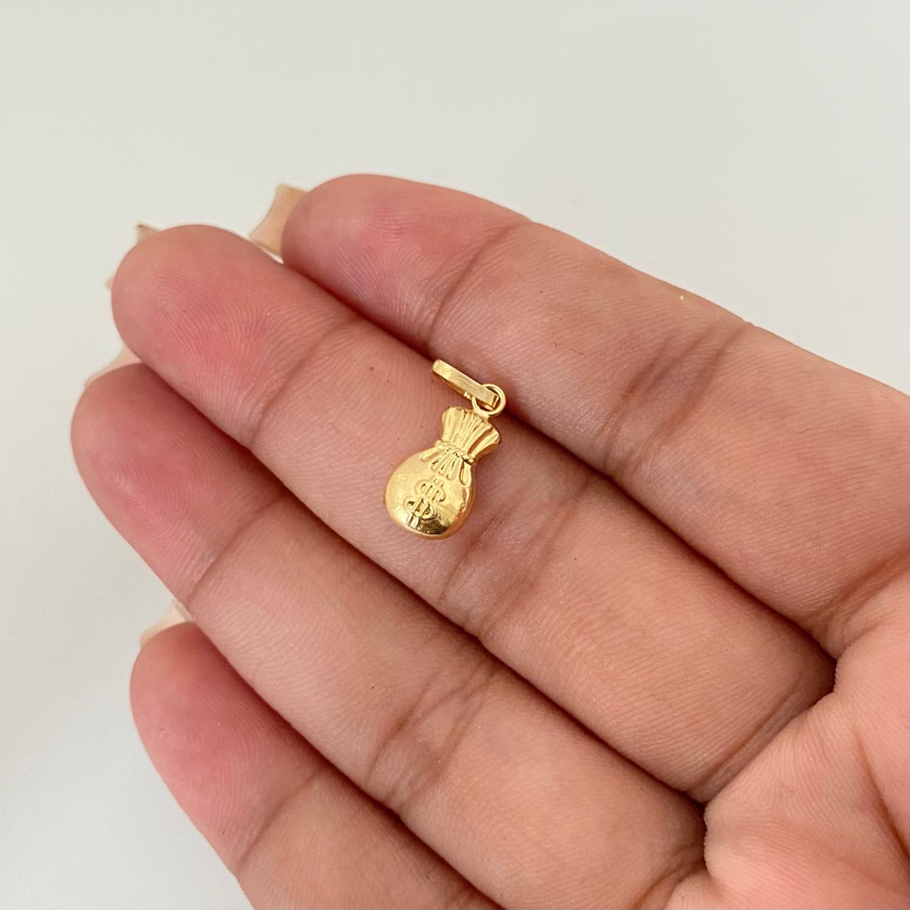 Dije bolsa de dinero Oro amarillo 18k 0,55 Gr / 2,0 Cm