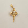 Dije cruz clavo corona de espinas casting Oro amarillo 18k 2,50 Gr / 3,0 Cm