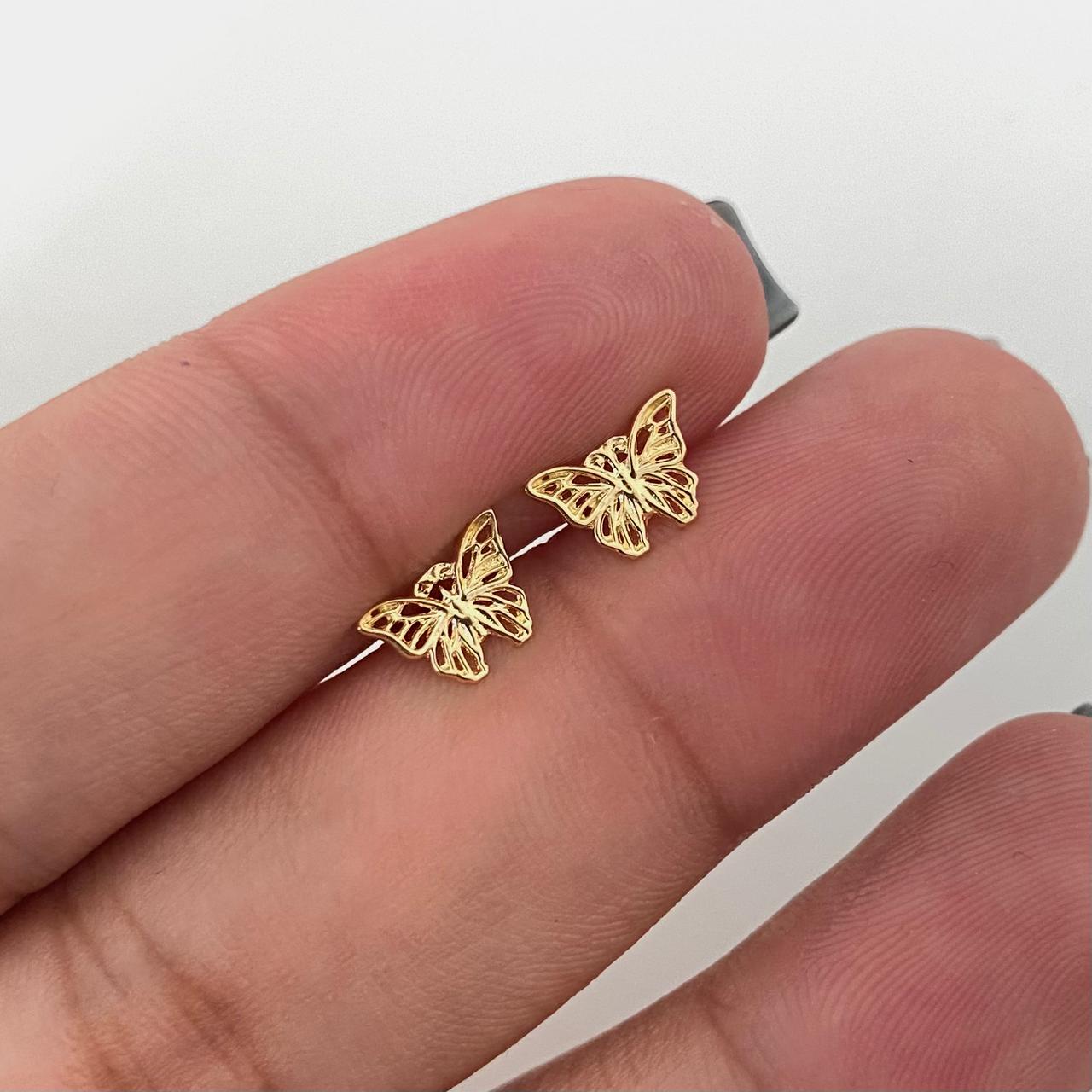 Topos silueta mariposa lisa Oro amarillo 18k 0,75 Gr / 8,0 mm