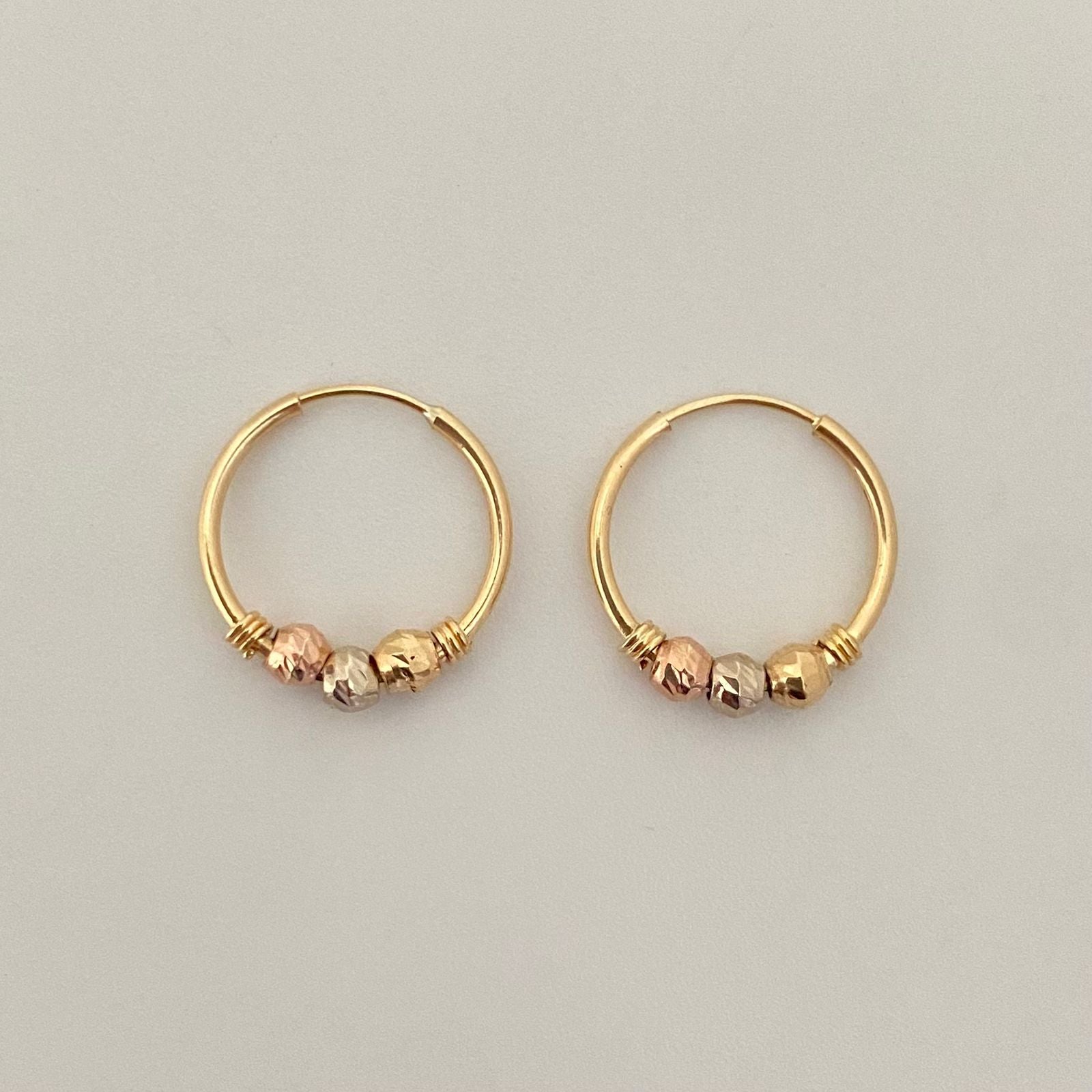 Candonga imperdible balines diamantados Tres oros 18k 1,0 Gr / 1,5 Cm