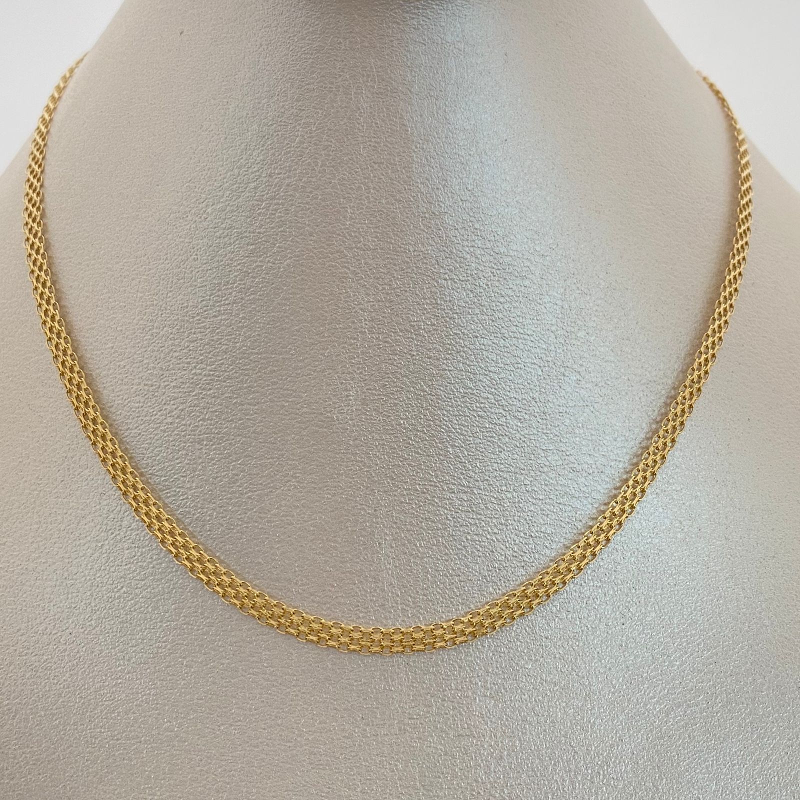 Cadena China Espejo doble carril Oro amarillo 18k +1 / 4,75 Gr / 3,6 mm / 45 Cm