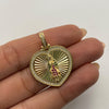 Dije Virgen de guadalupe corazon fondo diamantado Oro amarillo 18k 6,6 Gr / 24,6 mm / 3,4 Cm