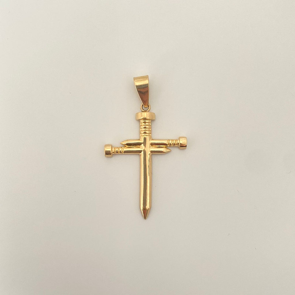 Dije cruz clavo lisa  Oro amarillo 18k 3,95 Gr / 5,0 Cm