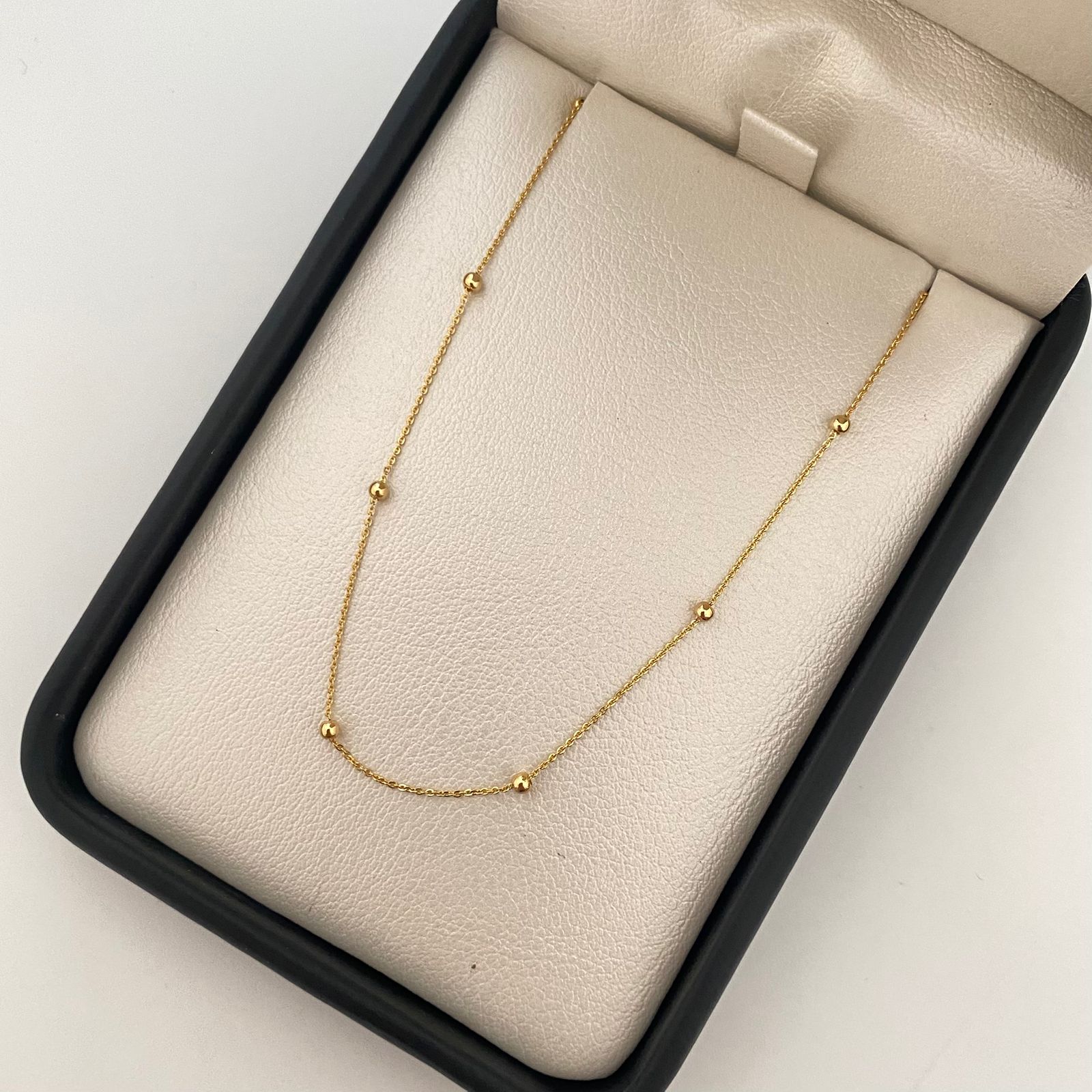 Cadena It aro seguido balines lisos Oro amarillo 18k +1 / 1,6 Gr / 2,0 mm / 45 Cm