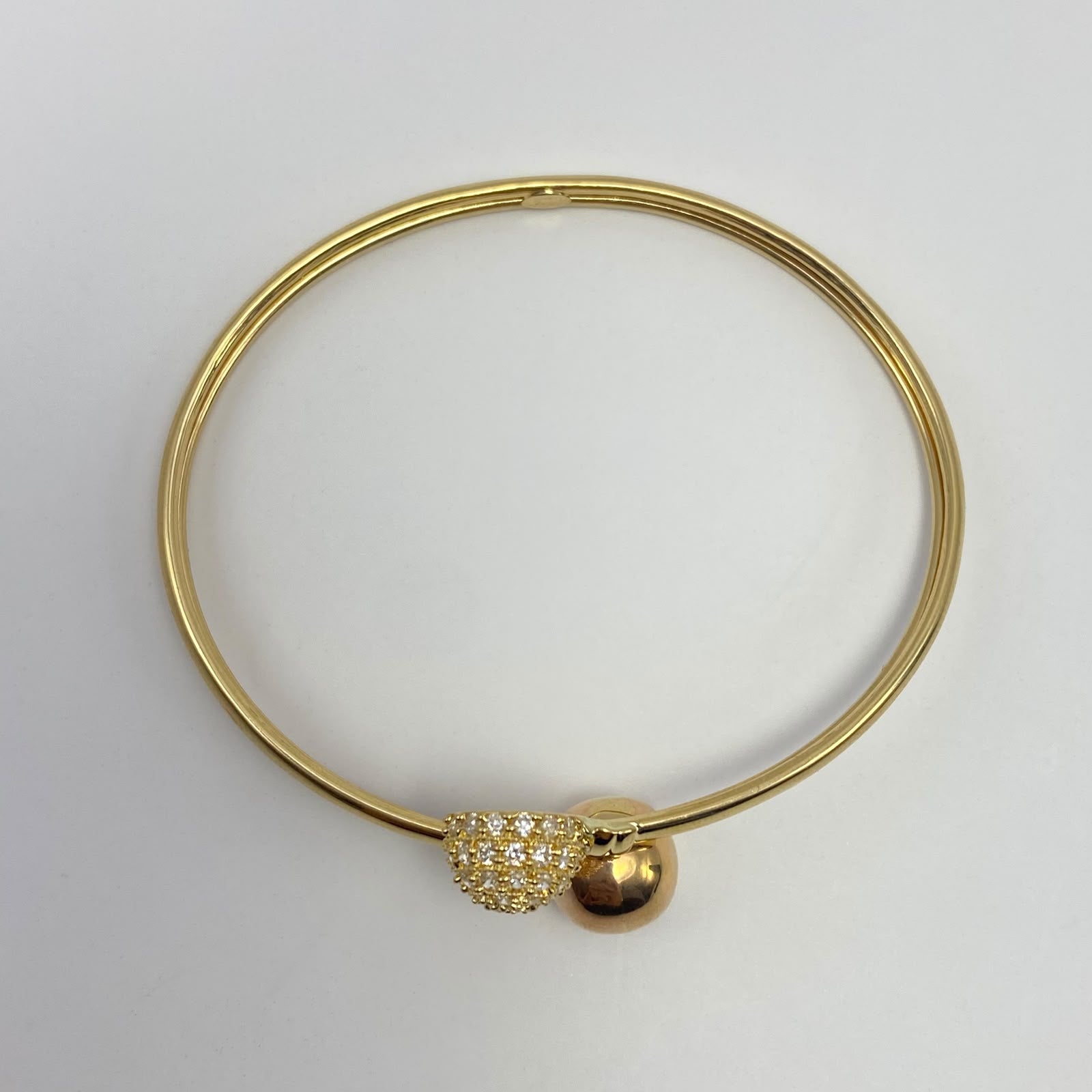 Aro Tu y yo circones blancos Oro amarillo y Oro rosa 18k 7,42 Gr / 3,9 mm / 18 Cm