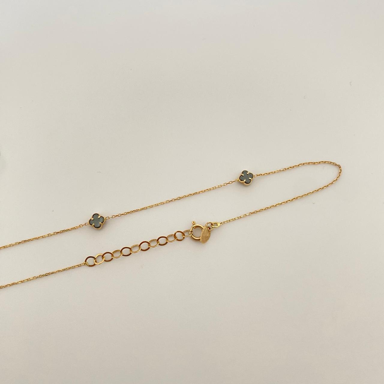 Cadena It mini trebol verde oliva  Oro amarillo 18k +4 / 2,8 Gr / 1 mm / 45 Cm