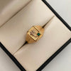 Anillo Troquel Palmera Circon Verde Oro amarillo 18k / Talla 11 1/2 / 3,15 Gr / 4,1 mm