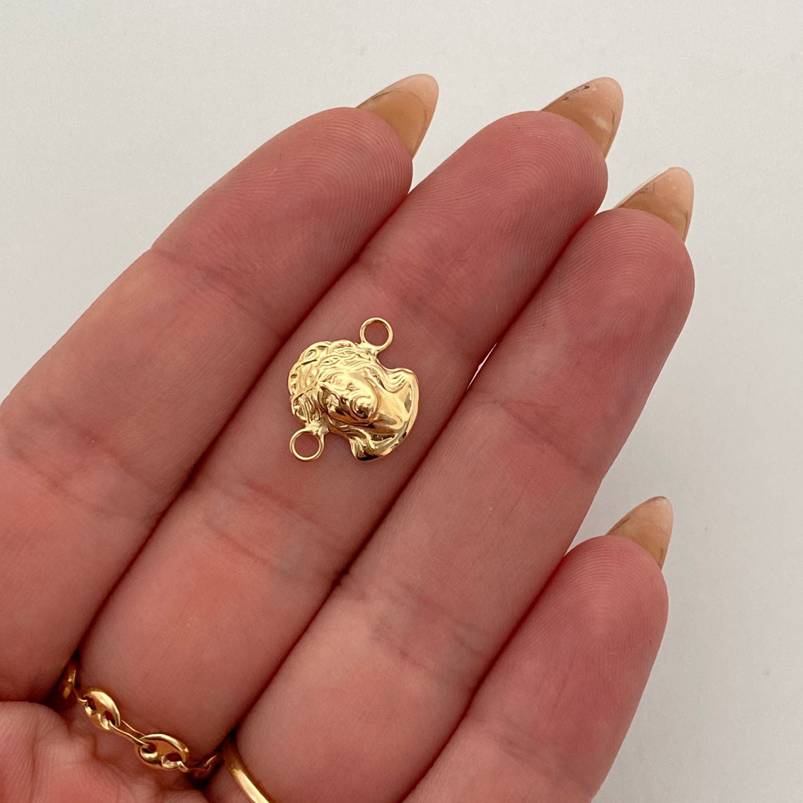 Herraje rostro de jesus  Oro amarillo 18k 0,45 Gr / 1,4 Cm