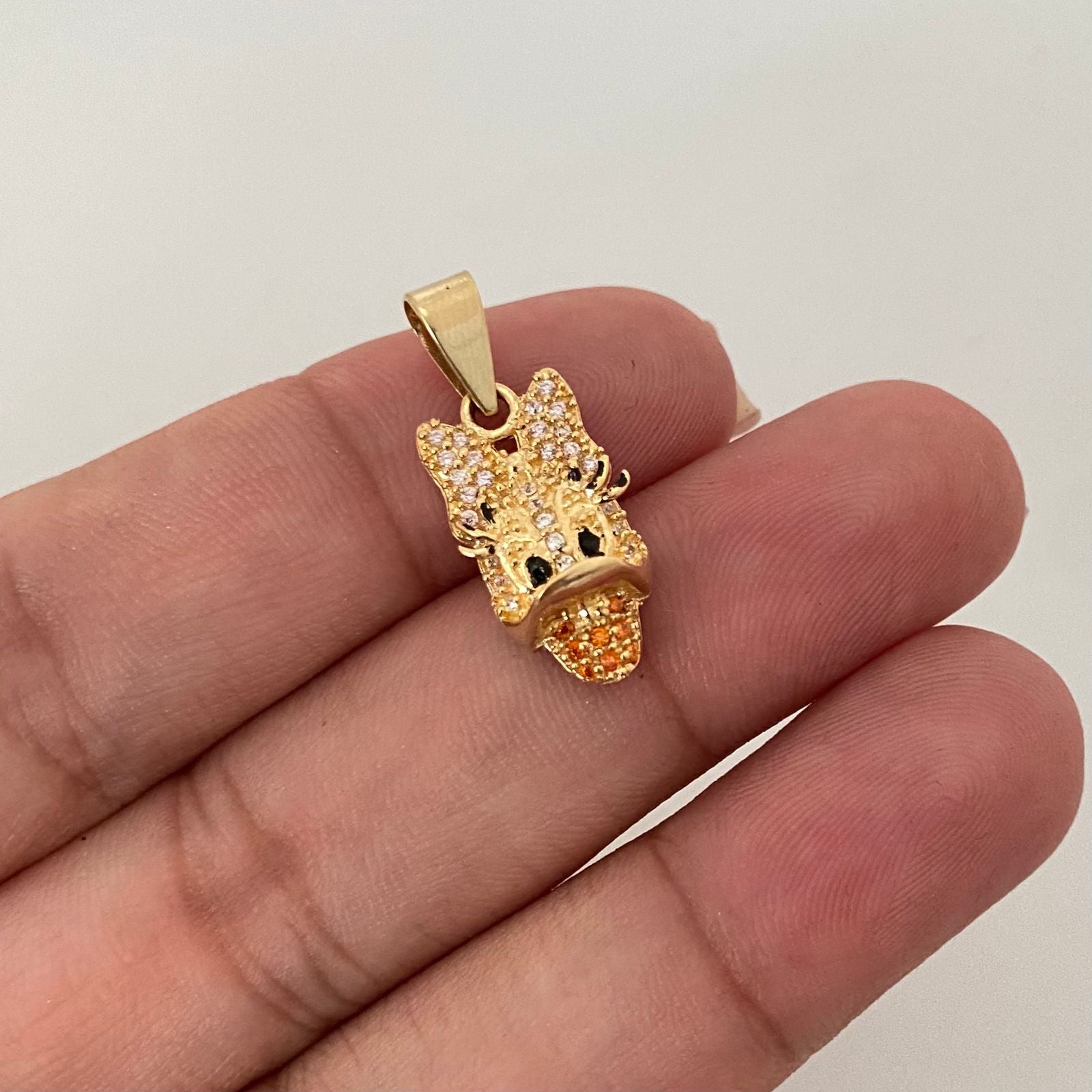 Dije caricatura D casting blanco rosa Oro amarillo 18k 2,90 Gr / 2,5 Cm