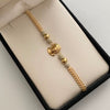 Pulsera tejida Rostro de jesus bolas lisas 5mm Beige Oro amarillo 18k 0,9 Gr