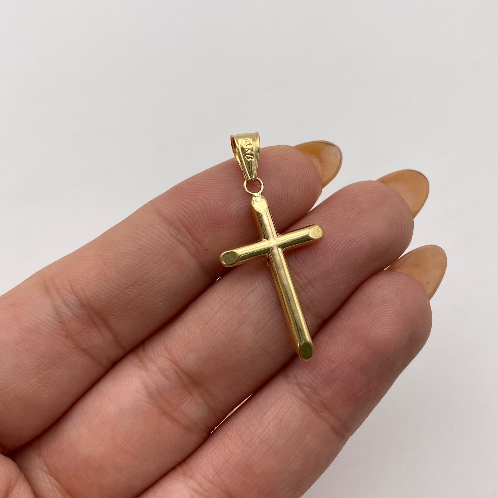 Dije cruz lisa Oro amarillo 18k 0,85 Gr / 15,9 mm / 3,5 Cm