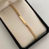 Pulsera tejida Placa Bola Diamantada 4mm beige Oro amarillo 18k 0,6 Gr
