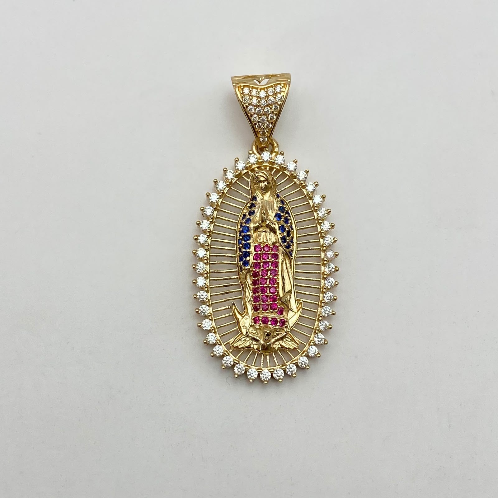Dije virgen guadalupe circones multicolor Oro amarillo 18k 7,95 Gr / 20,75 mm / 4,5 Cm
