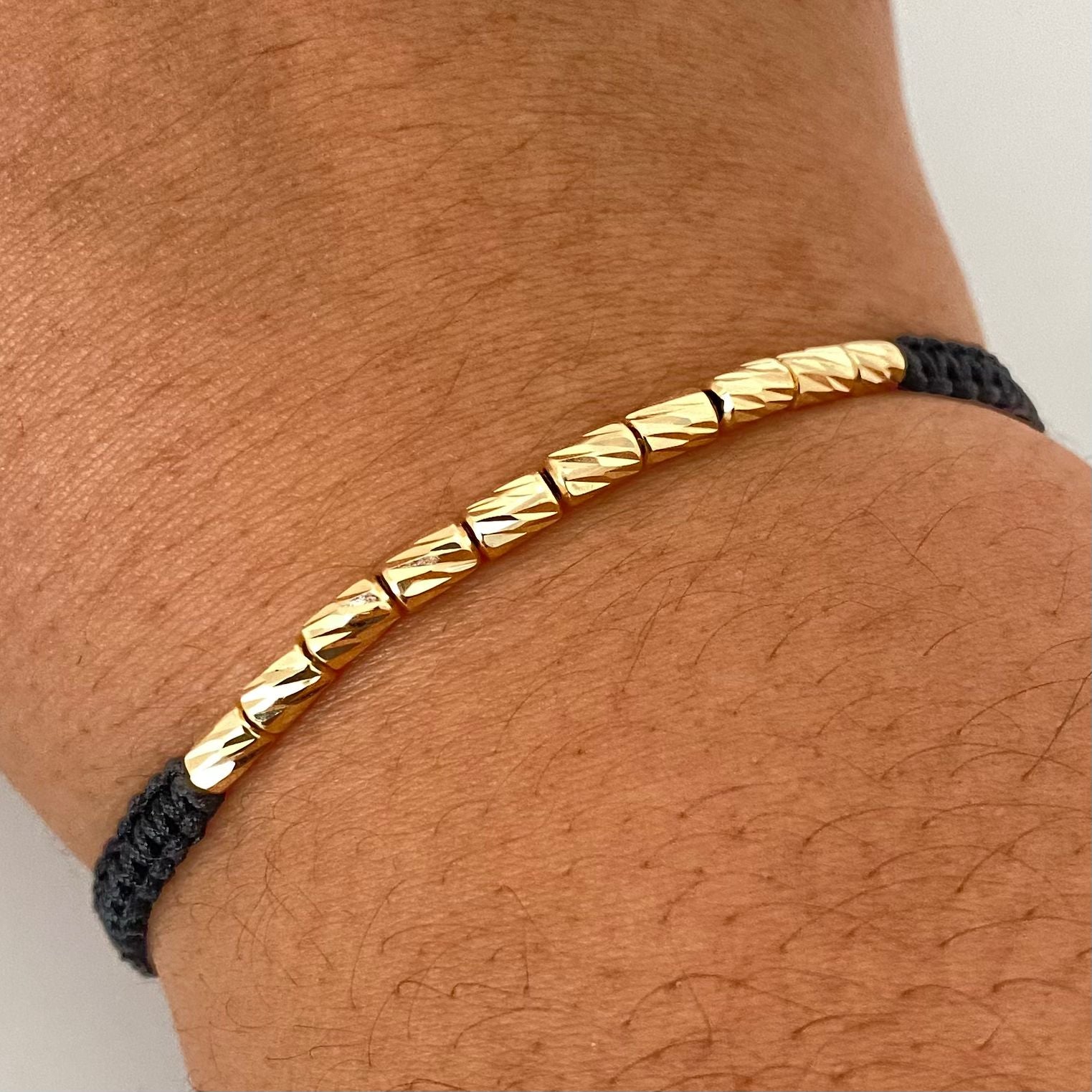Pulsera tejida cilindros diamantados #3 Oro amarillo 18k 0,85 Gr