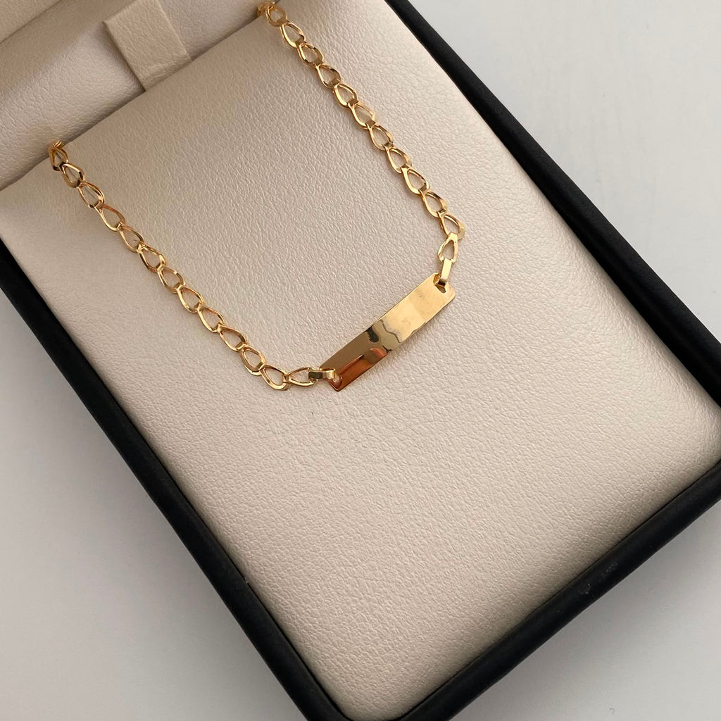 Pulso bebé Placa Rectangular Aro Oro amarillo 18k 1,20 Gr / 2,7 mm / 15 Cm Broche 0,20