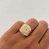 Anillo ancla inflada con diamantado Oro amarillo y oro blanco  18k / Talla 9 / 3,75 Gr