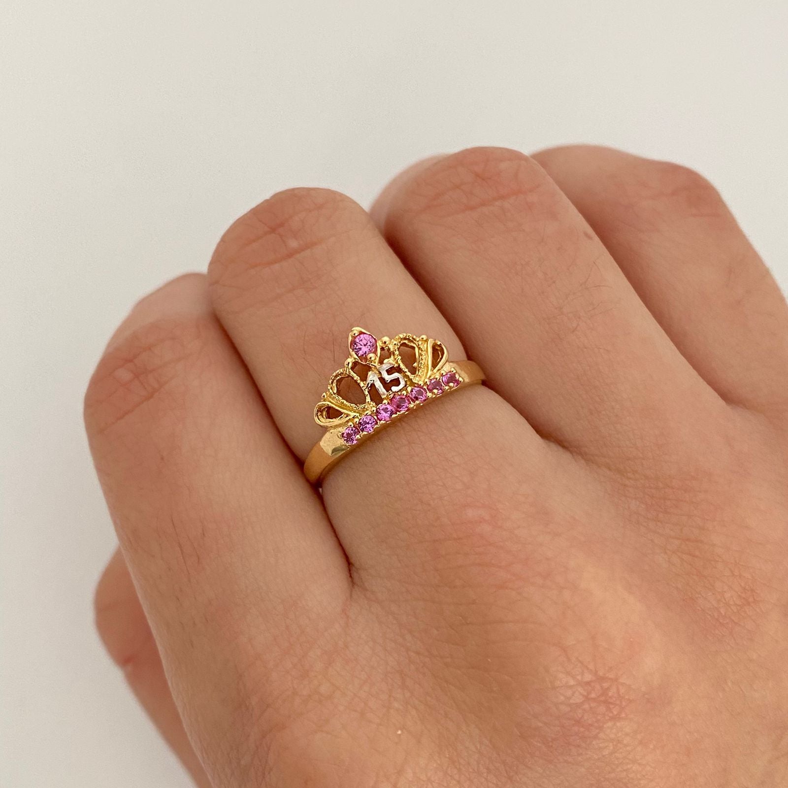 Anillo 15 tiara casting lila Oro amarillo 18k / Talla 7 1/4 / 2,05 Gr