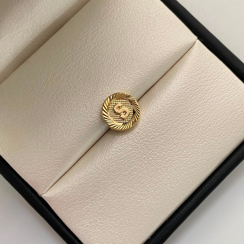 Herraje Letra S Diamantada Oro amarillo 18k 0,5 Gr / 1,1 Cm