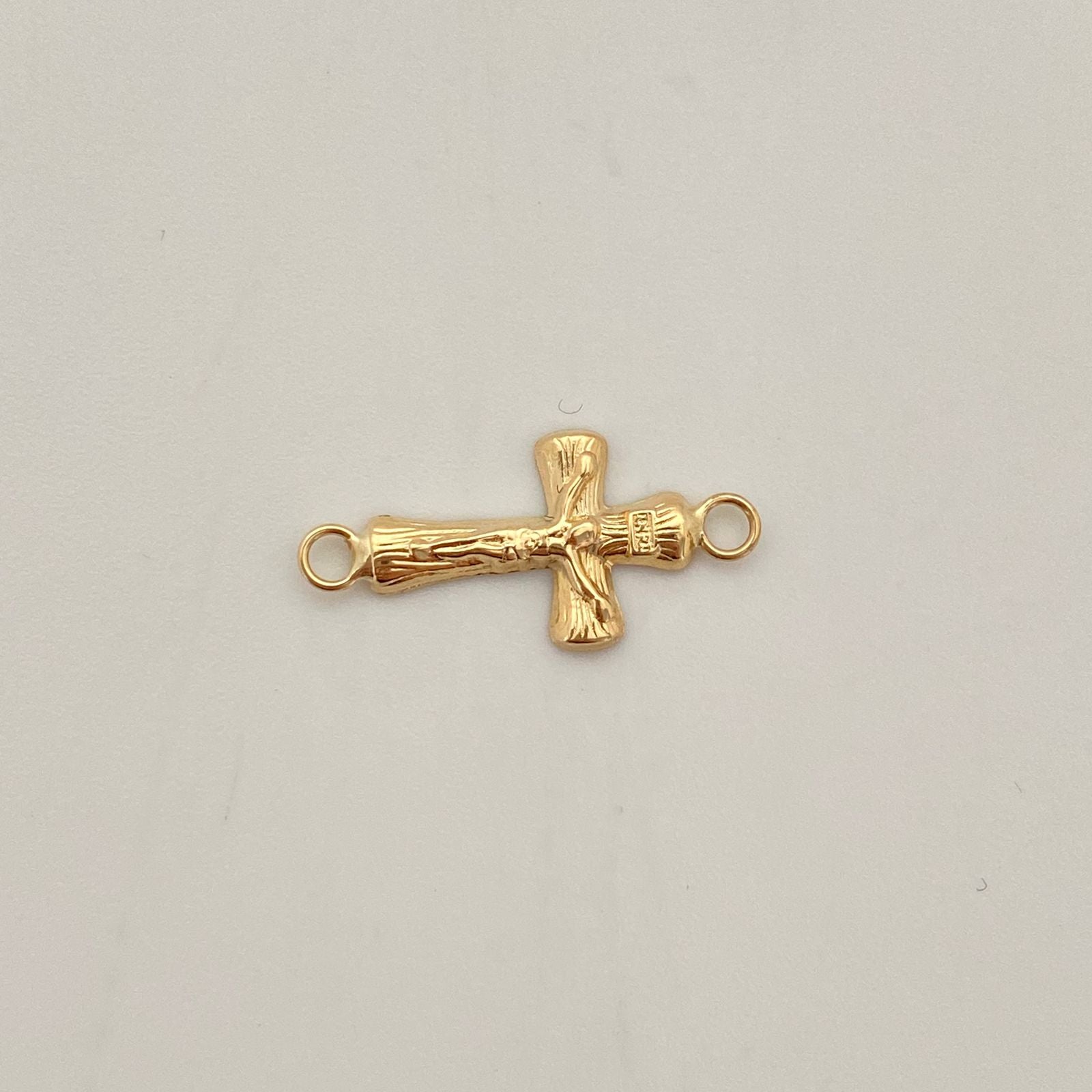 Herraje cruz con cristo diamantado  Oro amarillo 18k 0,45 Gr / 2,3 Cm
