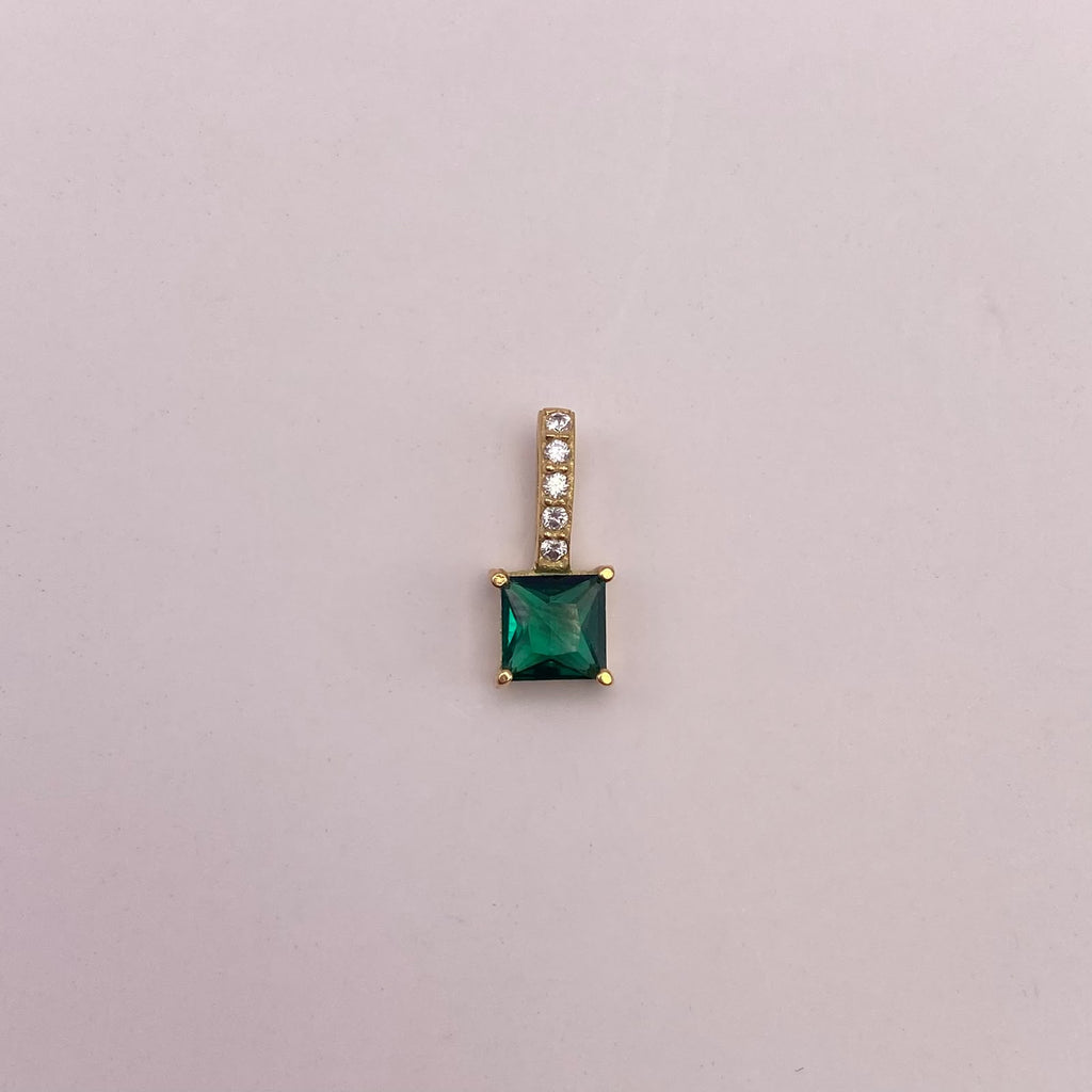 Dije dije circón verde Oro amarillo 18k 0,68 Gr / 6,10 mm / 1,3 Cm
